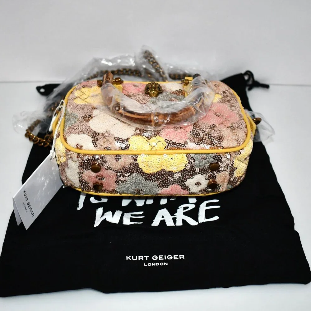 Kurt Geiger Floral Quilted Crossbody Bag in Yellow, Pink, White, Blue, Brown - Picture 6 of 10